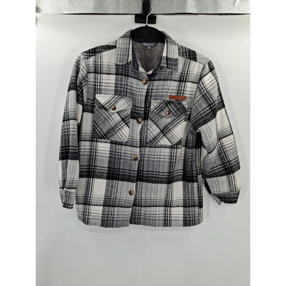 Simply Southern Womens Small Long Sleeve Button Up‎ Shacket Sherpa Lined Plaid